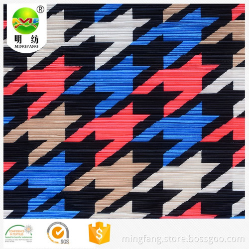Wholesale polyester african printed pleated knitted fabric